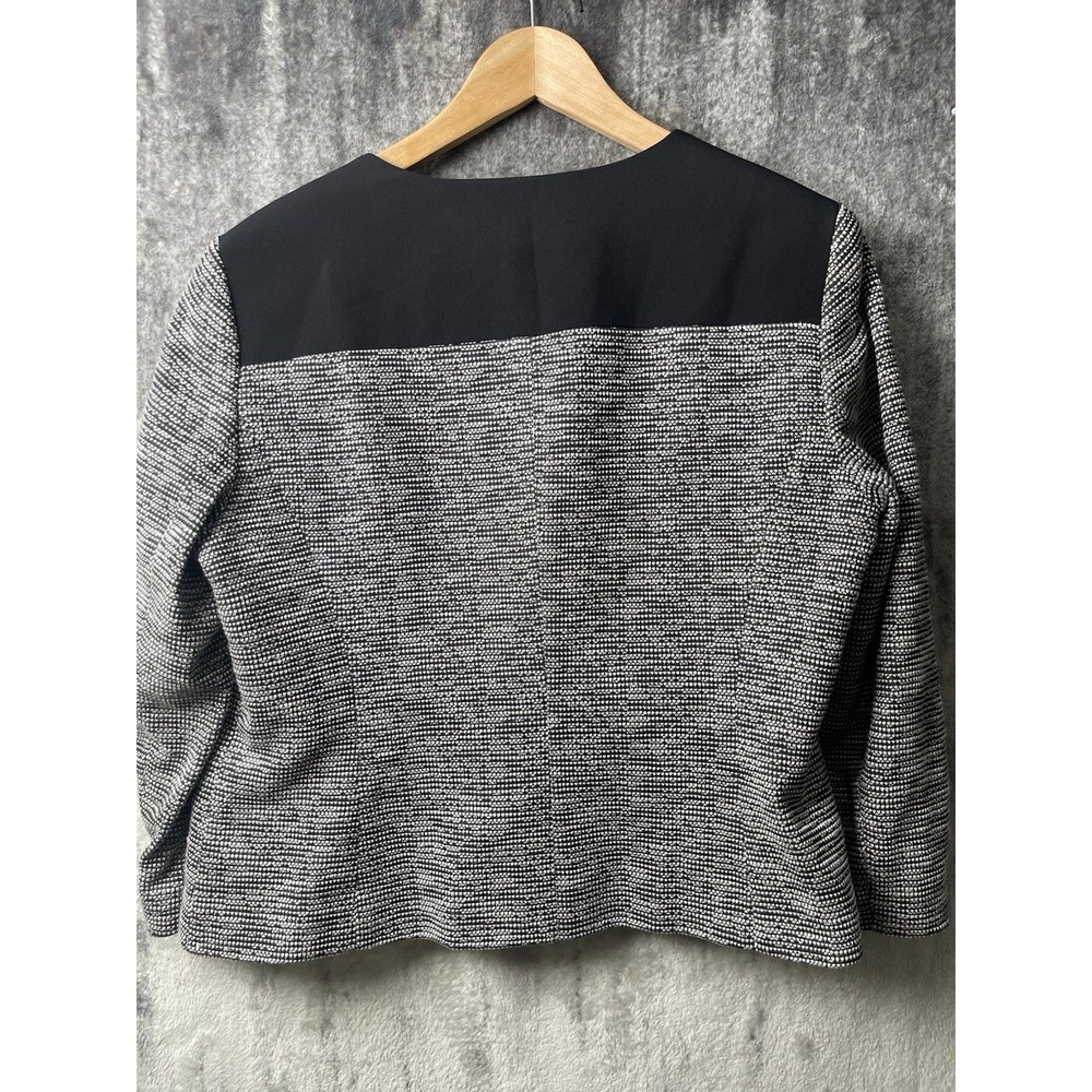 Black Label By Evan Picone Open Blazer Gray With Black Trim Womens Size L‎ - Picture 4 of 5